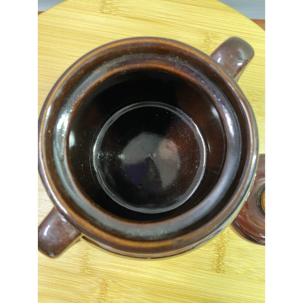 Orangeville Brown & Cream Crock with lid Made‎ in the USA 4.5
